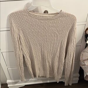 Kim Rogers Cream Crew Neck Cable Knit Sweater